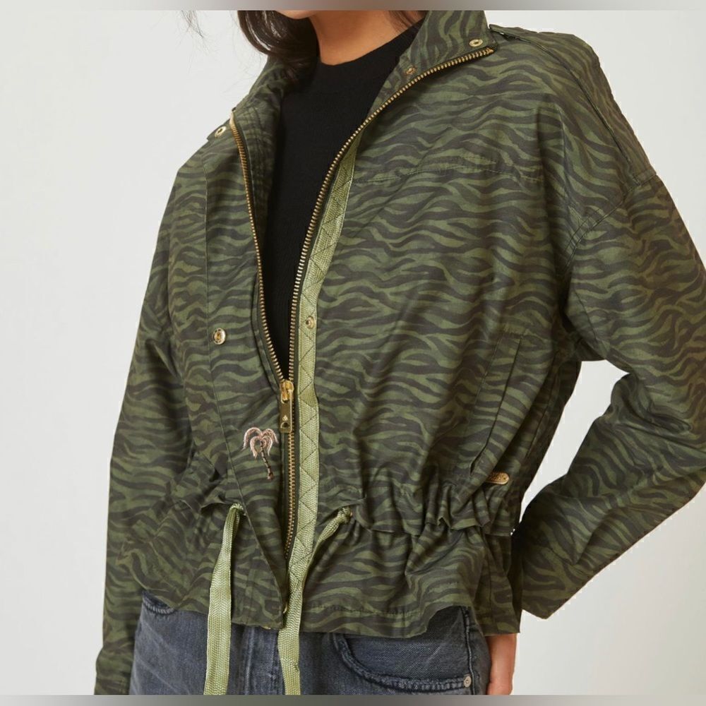 Scotch & Soda Striped Loose Fit Khaki Jacket NWOT Size S